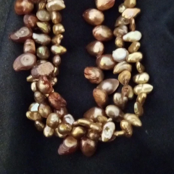 3 Strand Baroque Freshwater Pearl Necklace - Picture 5 of 5